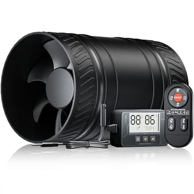 SBONNI Rohrlüfter 100mm mit Feuchtigkeitssensor Temperatursensor Timer Automatische Belüftung, 95-310m³/h 6 Stufen Rohrventilator, Inline Abluftventilator Fernbedienung, Gewächshaus Bad Keller P125