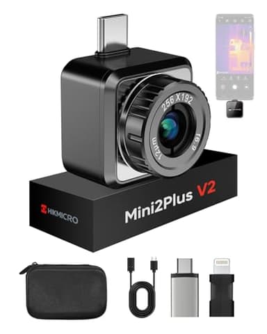 HIKMICRO Wärmebildkamera Mini2PlusV2 512 x 384 SuperIR, Manuell fokussierende Thermal Camera Kompatibel mit iOS und Android, 256 x 192 IR-Auflösung, 25Hz, USB-C/Lightning(unterstützt iPhone 15/16)