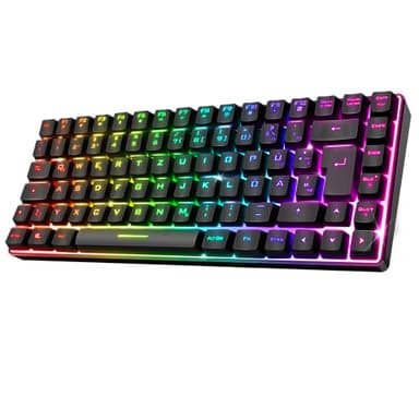SPIRIT OF GAMER | Kabellos Bluetooth Gaming Tastatur | Keyboard TKL RGB QWERTZ 65% | Semi-Mechanische Tasten mit Hintergrundbeleuchtung Davon 25 Anti-Ghosting | Kompatibel mit PC Smartphone & Tablet