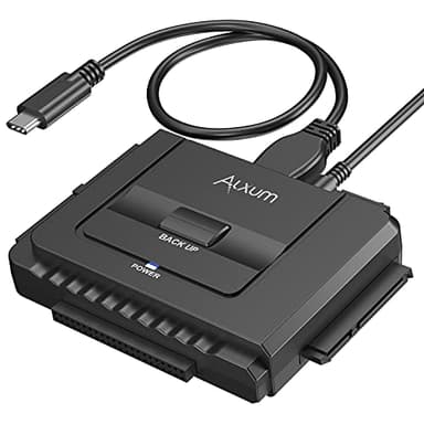 Alxum IDE SATA Adapter - 2.5/3.5'' SATA & IDE HDD Festplatten Konverter mit USB 3.0 und Netzschalter, 12V/2A Netzteil und USB-C Kabel