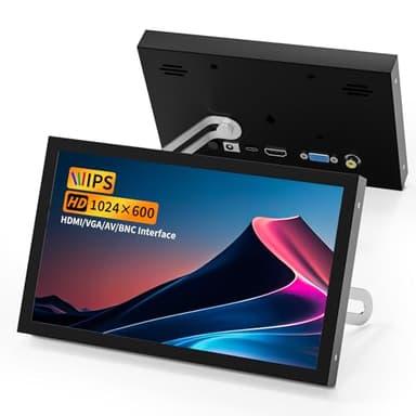 Aurevita Mini-HDMI-Monitor, 17,8 cm (7 Zoll), tragbar, VGA, mit AV BNC, 1024 x 600, LCD-Display mit Lautsprechern, 178° Blickwinkel, IPS, Multifunktional