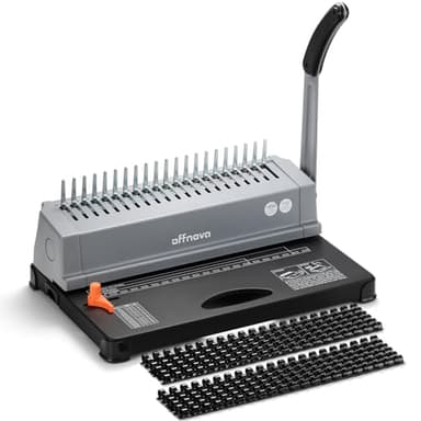 OFFNOVA Bindemaschine 21-Loch 450 Blatt Bindegerät, Spiralbindung Buchbinder Maschine mit Starter Kit Kamm Bindung Stacheln, für tägliche Office