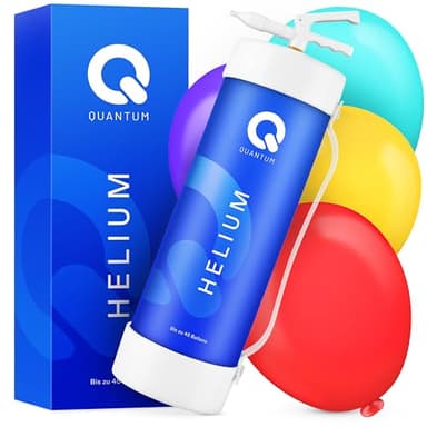 Quantum Helium Gasflasche kompakt – 370L Ballongas für bis zu 45 Luftballons – einfach dosierbares Ventil, sofort einsatzbereit & sorgt für langanhaltend schwebende Ballons bei Feierlichkeiten