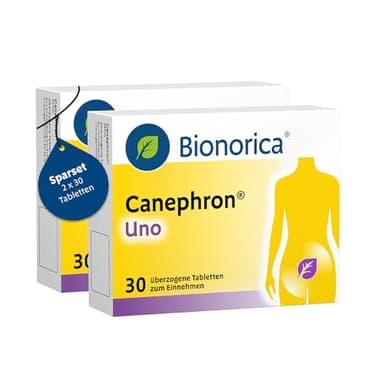 Canephron® Uno im Sparset 2 x 30 überzogene Tabletten – 4-fache Wirkung bei Blasenentzündung*: bei Schmerzen, Krämpfen, Bakterien und Entzündung, mit einzigartiger Heilpflanzen-Kombination