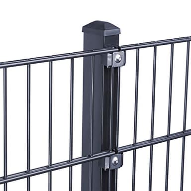 HORI Doppelstabmattenzaun Komplettset I Metallzaun Gartenzaun I Robust und wetterfester Zaun I Höhe 123 cm I Anthrazit I RAL 7016 I mit Klemmhaltern I Zaunlänge 2,5 m