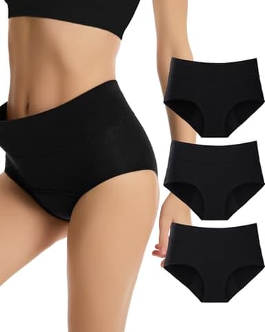 DTUOMO Periodenunterschwäsche Starke Blutung 60ML, Hoch Taille Perioden Unterschwäsche Langstapeliger Gekämmter Baumwolle Frauen & MäDchen (3er Pack)