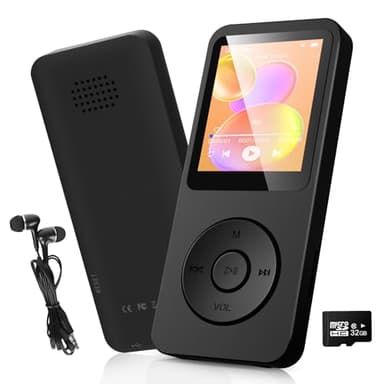 32GB MP3 Player - Bluetooth 5.3 mit 1.8" TFT Farbbildschirm mit Kopfhörer HiFi Musik Kinder MP3-Player mit Lautsprecher FM-Radio E-Book Aufnahme Unterstützung bis zu 128 GB
