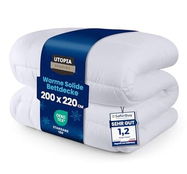 Utopia Bedding Bettdecke 200 x 220 cm, Ganzjahresdecke 370 GSM Füllung, atmungsaktive Schlafdecke, Steppdecke, Super Weiche Kuschelige (Weiß)