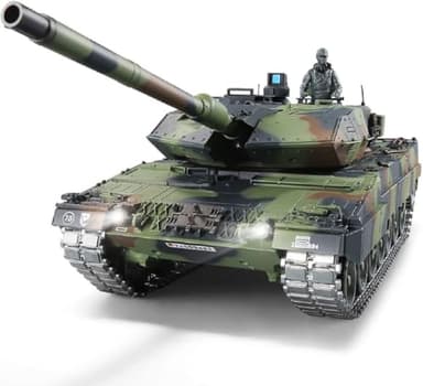 RC Panzer mit Schussfunktion ferngsteuert German Leopard 2A6 Heng Long 1:16 mit R&S, Metallgetriebe und Metallketten -2,4Ghz -V 7.0 - PRO