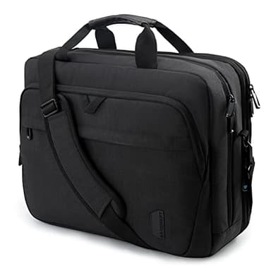 bagsmart 17,3-Zoll-Laptoptasche, Erweiterbare Aktentasche, Computertasche für Herren und Damen, Laptop-Umhängetasche, Arbeitstasche, Geschäftsreisen, Büro, Abschließbar (Schwarz-17,3 Zoll)
