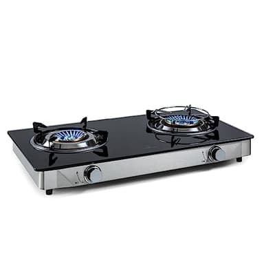 Klarstein Gaskocher 2-Flammig, 7,7kW, für Innenbereich, Edelstahl, für Wohnmobil, Moderne Zwei Brenner Gasherde, Portabler Campingkocher