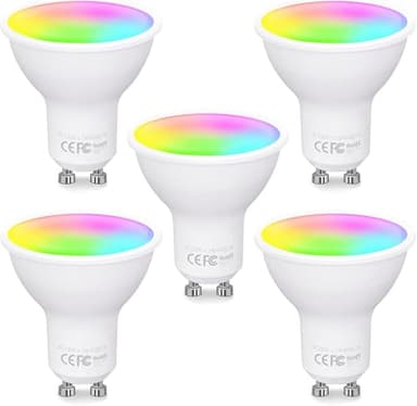 Fitop GU10 Alexa Glühbirnen Wlan Smart Lampe, 4.7W Entspricht 50W, RGB 16 Millionen Farben+Warmweiß-Kaltweiß, Dimmbar per App oder Sprach, Kompatibel mit Alexa/Google Home, Kein Hub Benötig, 5 Stück