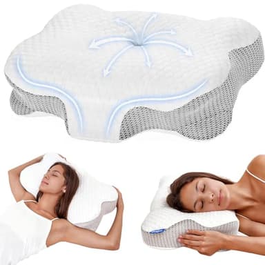 Dozion Nackenkissen Kopfkissen Memory Foam Kissen, Ergonomisches Kopfkissen Seitenschläferkissen,Halswirbelkissen Stützendes Nackenkissen Schlaf Kissen Pillow für Seiten Rücken & Bauchschläfer(1 Pcs)