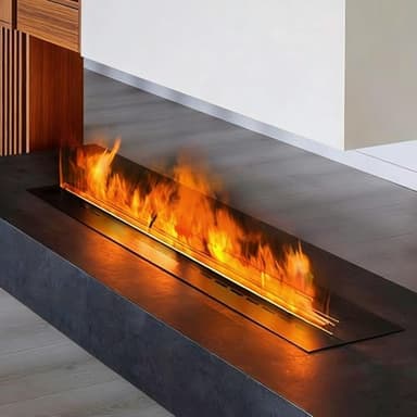 AUTUMFLATGAO 3D-Wasserdampf-Kamin, Zerstäuberkamin Mit 9 Einstellbaren Farben, Edelstahl, Automatische Wasserbefüllung, Steuerung per App, Touchscreen Oder Fernbedienung 120cm