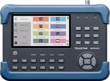 TELESTAR SATPLUS 5 – SAT Messgerät (für DVB-S/DVB-S2/DVB-C/DVB-T2, Unicable, 5″ Bildschirm, Live-TV-Bild)