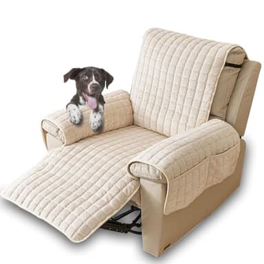 CFPLeHiYS Sesselschoner Relaxsessel Sesselüberwurf mit Armlehne Sesselauflage Anti-Rutsch Fernsehsessel Schonbezug Sofa Armlehnenbezüge Sesselbezüge für Haustieren Hund(Beige,1 Sitz (53 * 190cm))