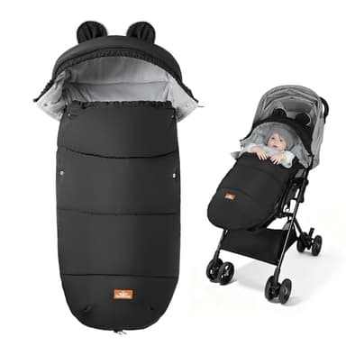bemece Fußsack Kinderwagen Winter, Universal Fußsack Buggy mit Warmem & Bequemen Kristallvelours, Universal & Abnehmbar, Fusssack Kinderwagen Baby Winter für Buggys Kinderwagen - Schwarz