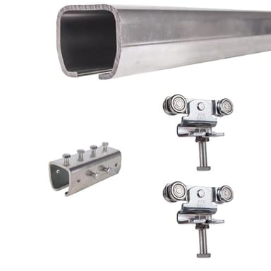 ATTAS MEA Schiebetürbeschlag Komplettset Schiebetore & Scheunentore Typ 0 bis 90 kg | 2-4-6 m |Schiebetorbeschlag | Laufschiene & Laufkatze | C Schiene für Außenbereich | ohne Halterung