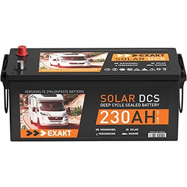 Solarbatterie 12V 230Ah EXAKT DCS Wohnmobil Versorgung Boot Solar Batterie ersetzt 200ah 220Ah