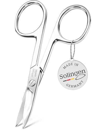 TITANIA Solingen Gebogene Nagelschere mit extra scharfen Klingen - Präzise Maniküre- & Pediküreschere für Finger- und Fußnägel aus Carbonstahl, Made in Germany