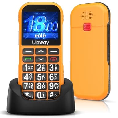 Seniorenhandy Ohne Vertrag GSM mit Ladestation, Dual SIM Tastenhandy Seniorentelefon mit 1800 mAh Akku Lange Standby-Zeit, USB-C Mobiltelefon Senioren Handy Einfach mit Großen Tasten, SOS Notruftaste