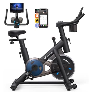 MERACH Heimtrainer Fahrrad, Leises Hometrainer Fahrrad mit Verbessertem LCD-Monitor, Indoor Cycling Bike mit Verstellbarem Widerstand für Kardio-Training zu Hause, Mit Eigener App, Bis 136 KG