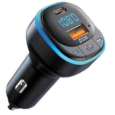 FM Transmitter Auto Bluetooth 5.0 Adapter für Autoradio mit Ports 3.1A USB+Type C, KFZ Bluetooth Transmitter Zigarettenanzünder Freisprecheinrichtung für LED Display, Unterstützung USB-Disk