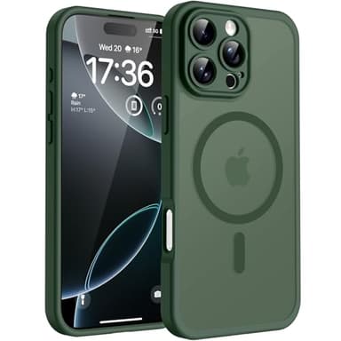 TOCOL für iPhone 16 Pro Hülle für Magsafe, Vollständiger Kameraschutz Stoßfest Kratzfest Transluzente Rückseite Magnetisch Handyhülle für iPhone 16 Pro Case, Alpengrün