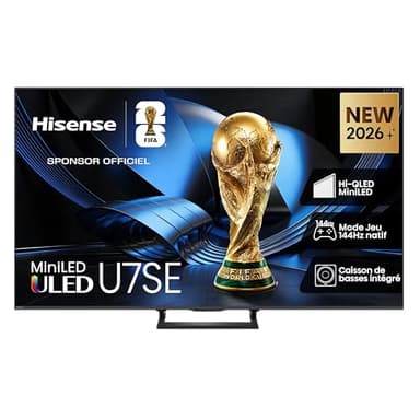 Hisense 65U7SE TV Mini LED 4K 65 Zoll (164 cm), Modell 2026, QLED, 144Hz, 1400 Nits, 260 Zonen, Slim Metal Design, 2.1 Subwoofer, VRR FreeSync Premium Pro
