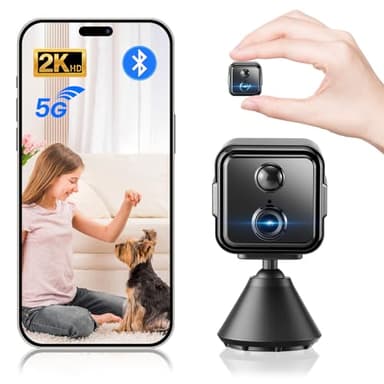 WeChip 2K HD 21 Tage Mini Kamera,5G WiFi & Bluetooth Überwachungskamera Innen Für Live Übertragung Handy,Kamera Überwachung Innen mit 2800mah Akku,Bewegungsmelder,Nachtsicht,SD/Cloud Speicherplatz