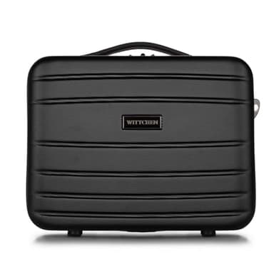 WITTCHEN Globe Line Kosmetikkoffer Reisekoffer Handgepäck Kabinenkoffer Hartschale aus ABS Zahlenschloss | 25 x 33 x 16,5 cm | Schwarz Lufthansa/Eurowings/Ryanair/Condor/Discover Airlines