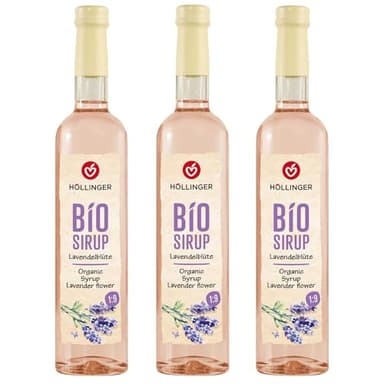 Höllinger Bio Lavendelblütensirup - Vegan, 3x500ml Glas Flasche - entspannt durch den Tag