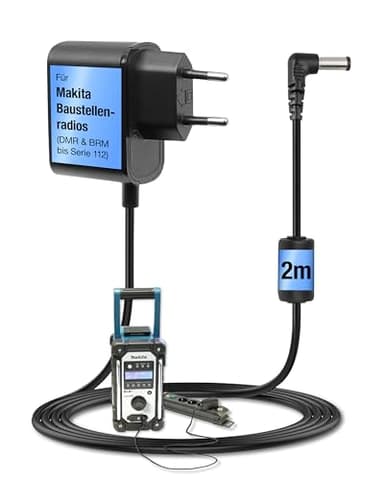 Wicked Chili 2m Netzteil für Makita Radio DMR 116 112 112W 110 109 108 107 106 BMR 105 104 103 102 ersetzt original Makita Ladegerät Ladekabel SE00000101 SE00000078 SE00000265 (rauschfrei, Ferrite)