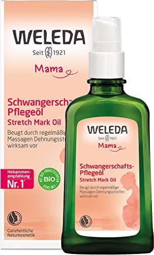 WELEDA Bio Mama Schwangerschaftsöl - Naturkosmetik Babybauch Massageöl zur Dehnungsstreifen Vorbeugung. Hautpflege Schwangerschaft Narbenöl mit Jojobaöl verbessert die Hautelastizität (vegan, 100ml)