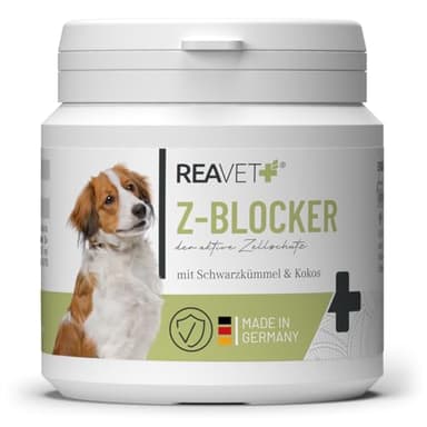 ReaVET Z-Blocker Tabletten 120 Stück – Mit Bierhefe, Schwarzkümmel & Kokos I 8 Monatsrationen für Hunde Aller Rassen & jeden Alters I Optimal für Hunde für Jede Jahreszeit