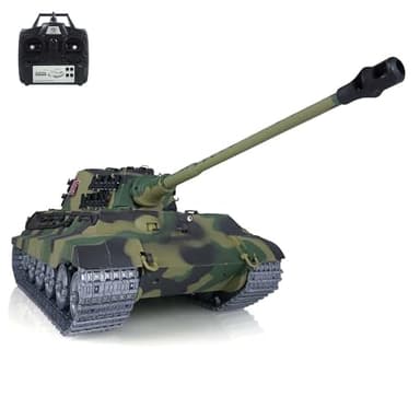 wheelfun Heng Long RC-Panzer 1/16 7.0 Customized King Tiger 3888A Metallräder Laufrückstoß Infrarot-Kampf 360° drehbarer Turm Rauchgenerator BB-Schuss Airsoft-Panzer, der schießt
