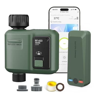 Smart Bewässerungscomputer WLAN mit 1 Zonen Ausgängen, 5 Programme Bewässerungssystem mit Regenverzögerung, Automatische Bewässerung für Gewächshaus und Garten