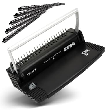 GENIE CB 820 Spiralbindegerät 38cm inkl. 20 Binderücken| Bindegerät Spiralbindung bis 150 Blatt | Bindemaschine mit Stanzfunktion für 8 Blätter | Spiralbinder für Schule, Büro & Zuhause