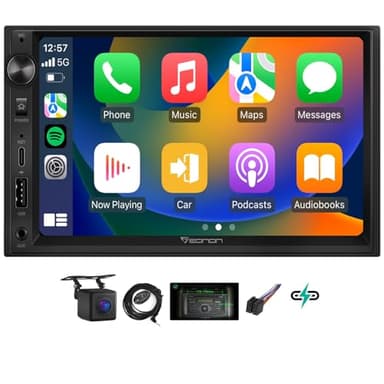 Eonon 7 Zoll Linux Doppel-Din-Autoradio, kabellos, CarPlay, Android Auto, Schnellladung, USB, DSP, Bluetooth, MirrorLink, RCA-Eingang/Ausgang, AUX-Eingang mit Rückfahrkamera X3