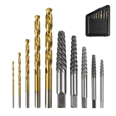 10 PCS Schraubenausdreher Set, Linksausdreher Set mit 5 Ausdrehern + 5 Bohrern für Schraubengrößen M3 - M18, Schraubenlöser mit extra Griffigkeit, Ideal für defekte und abgerissene Schrauben