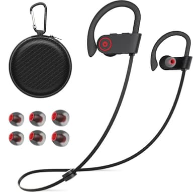 NUASI Bluetooth Kopfhörer, Kopfhörer Kabellos mit Bluetooth 5.3, Kopfhörer Sport Deep Bass Stereo, IPX7 Wasserdicht, Kopfhörer in Ear zum Joggen Trainieren, Schwarz