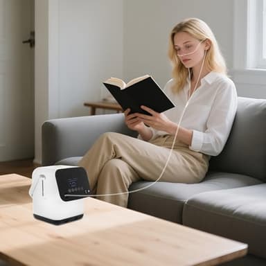 Tragbarer Sauerstoffgerät für Zuhause, 1-7 L/min, 30%-90% Reinheit, Mobil Intelligent Sauerstoffkonzentrator mit Verneblungsfunktion, Nasenkanale & Fernbedienung für Senioren & Reisen