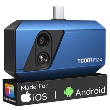 TOPDON Wärmebildkamera TC001 Max für Android iPhone, 512×384 TISR-Auflösung mit 1,5 MP visueller Kamera, –20°C-550°C, 25Hz, Dual-Objektiv Thermal Camera USB-C für Gebäude-, Elektro-, HLK-Inspektion