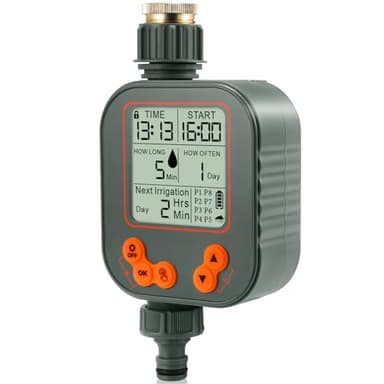 Bewässerungscomputer, Wasserzeitschaltuhr Regenverzögerung, Timer Bewässerungssystem mit LCD-Display, Garten Automatische Bewässerungs Kindersicherung, 8 Auto Bewässerungsmodi- und Manueller Modus