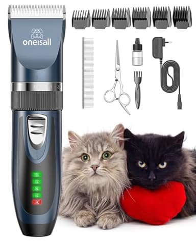 oneisall Leise Schermaschine Katze Hunde, Profi Haarschneidemaschine für langhaarkatzen mit dichtem Fell, Hundeschermaschine katzenrasierer mit leistungstarken Motor (Blau)