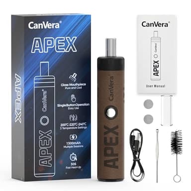 Premium Vaporizer Kräuter | Verdampfer für Kräuter mit 3 Temperaturstufen | Glasmundstück Vapo-rizer| Sehr kompakt | Soft-Touch-Finish | Edelstahl-Kammer | Einfache Reinigung