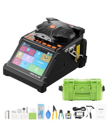 VEVOR Glasfaser-Schweißgerät mit 6 Motoren, Kernausrichtung, Spleißgerät, 6 s Spleißen & 13 s Aufheizen, Fusionsspleißgerät mit 5-Zoll-Touchscreen, 3-in-1-Faserhalter, 7800 mAh Akku für SM MM DS NZDS