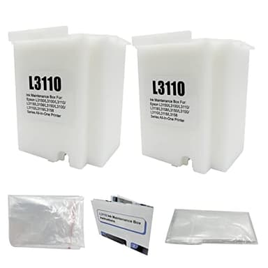 HEMEINY 2 Stück L3110 Abfalltintenbehälter kompatibel mit EcoTank ET-2710 ET-2711 ET-2712 ET-2714 ET-2715 ET-2720 ET-2721 ET-2726 ET-2810 ET-2812 ET-2814 ET-2803 Drucker, Wartungsbox mit Schwamm (2)