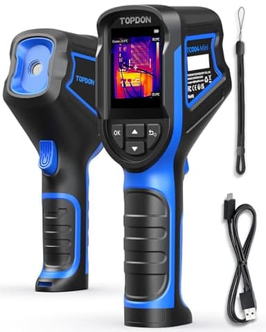 TOPDON TC004 Mini Wärmebildkamera, 240x240 IR-Auflösung Handheld Thermal Camera, 15-Stunden Akkulaufzeit, 25Hz Bildwiederholrate, -20℃ bis 450℃ Temperaturbereich, Hoch-/Tief-Temperaturalarm