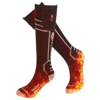 FREEHILL Merinowolle beheizte Socken für Männer Frauen, One-Click Control wiederaufladbare kaltes Wetter Knie-hohe beheizte Ski Socken (DE/NL/SE/PL, Alphanumerisch, M, Regular, Regular, Schwarz)
